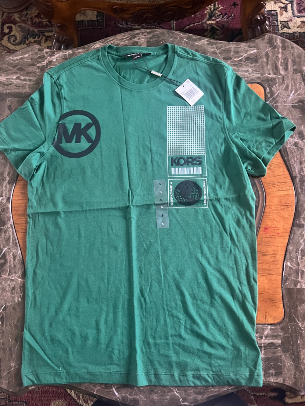 Michael Kors Green Graphic Logo Short Sleeve Tee